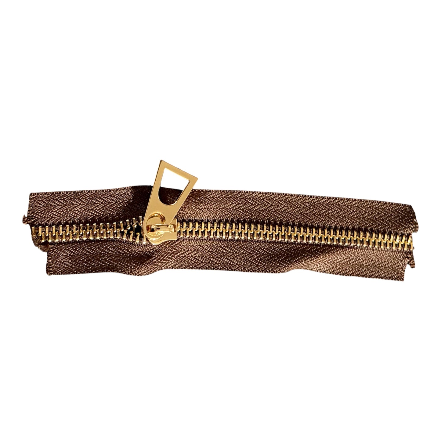 High End #5 Metal Zipper Tape By the Yard- Brown & Warm Light Gold