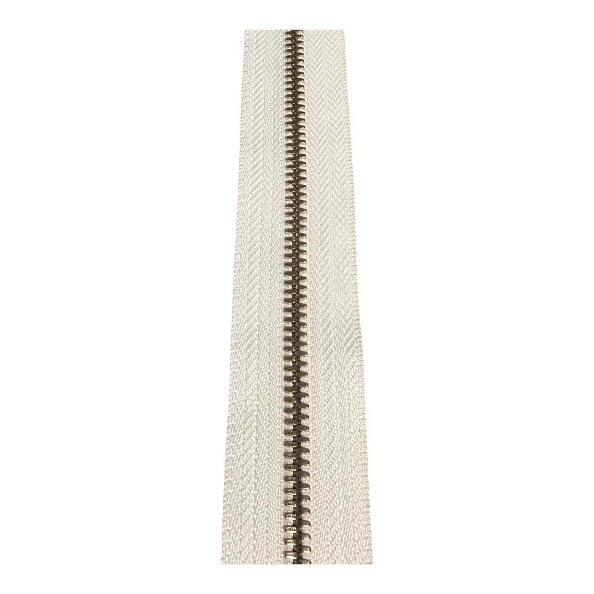 High-End #5 Metal Zipper Tape by the Yard, White & Light Gold