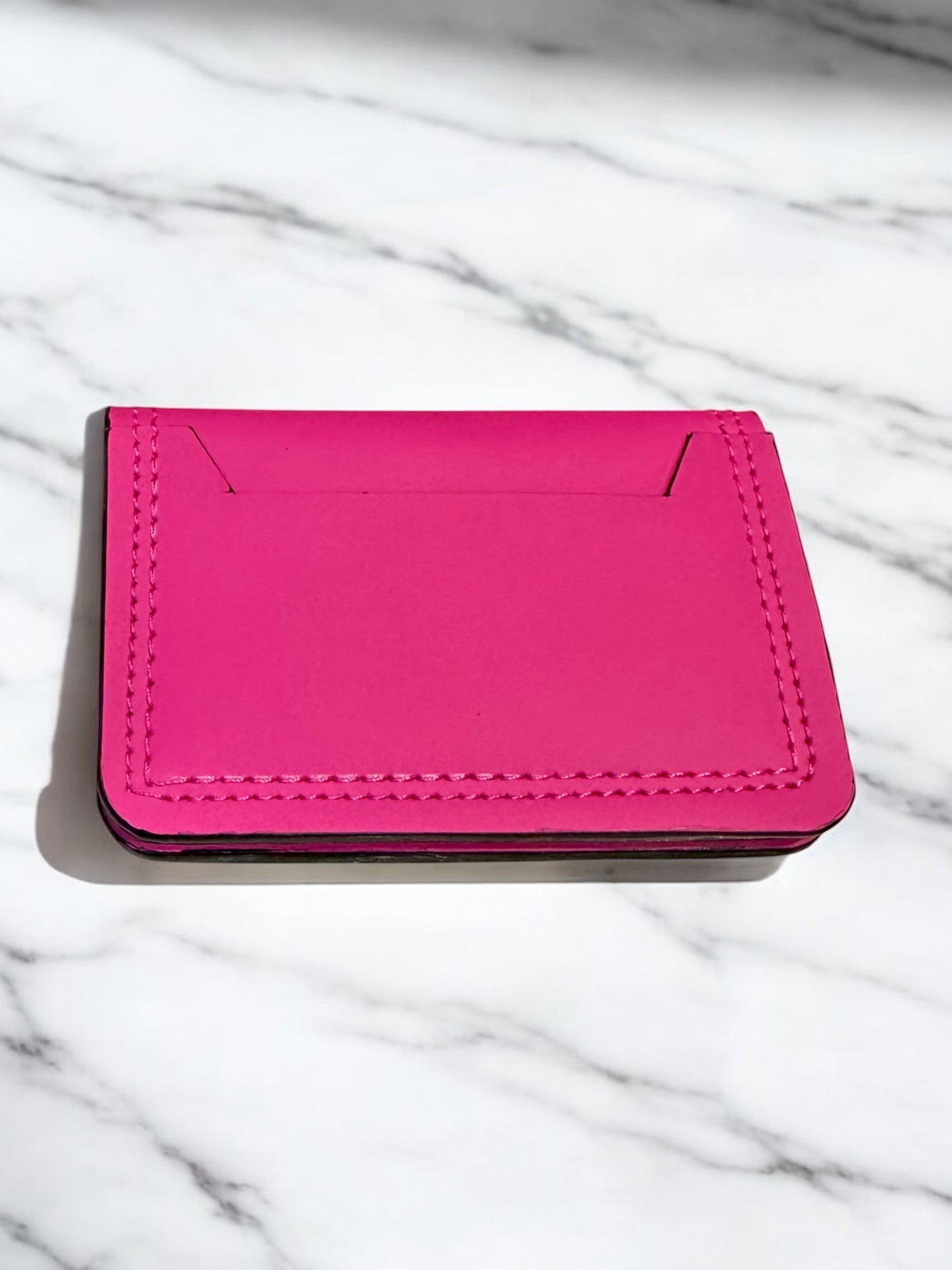 Leather Minimalist Bifold Wallet-Hot Pink