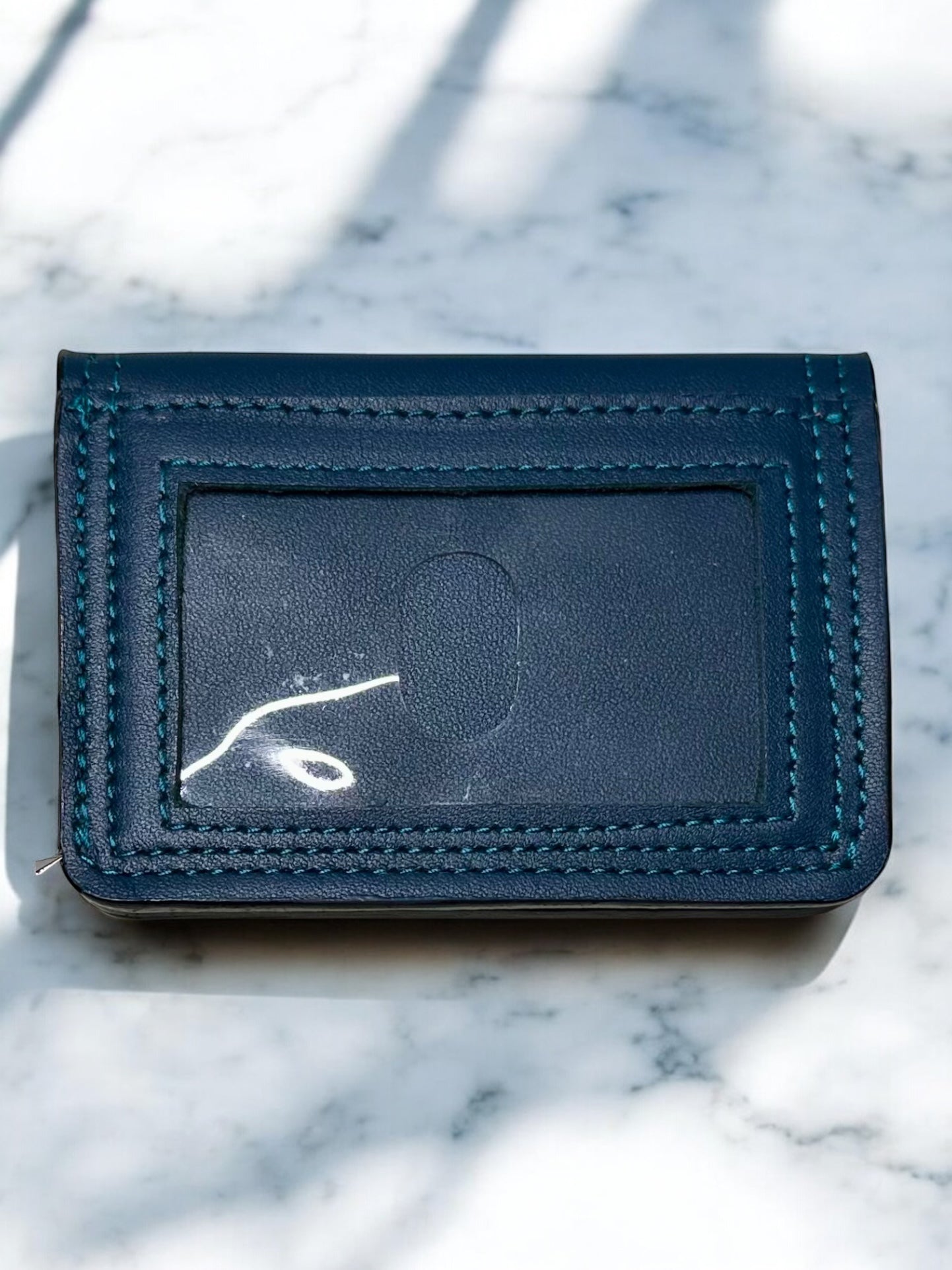 Leather Minimalist Bifold Wallet-Peacock