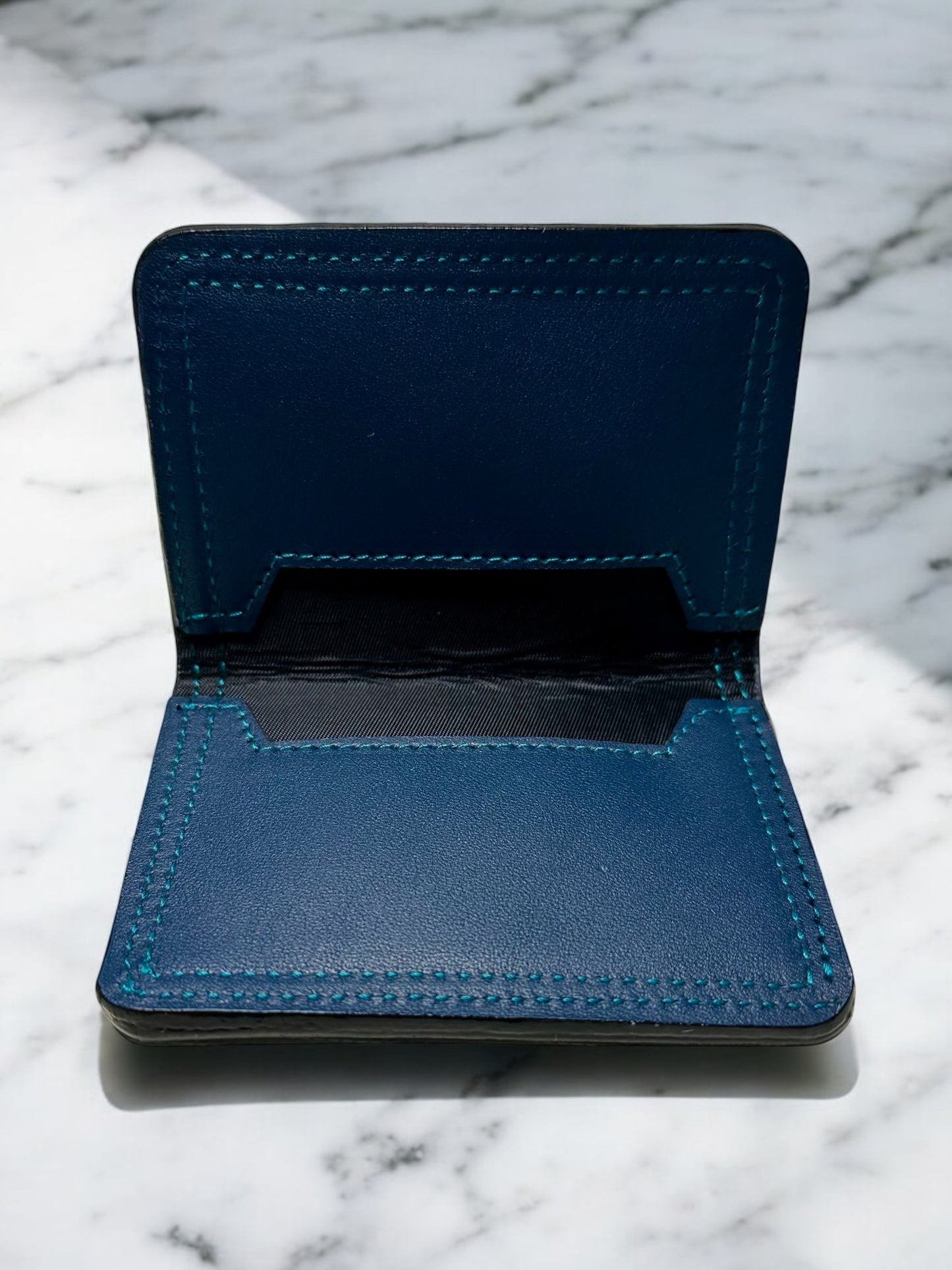 Leather Minimalist Bifold Wallet-Peacock