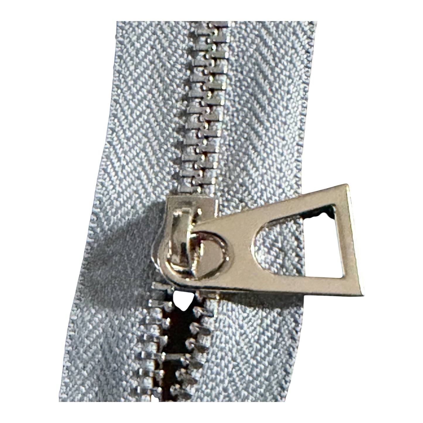 High End #5 Metal Zipper Tape By the Yard- Greyish Blue & Silvery
