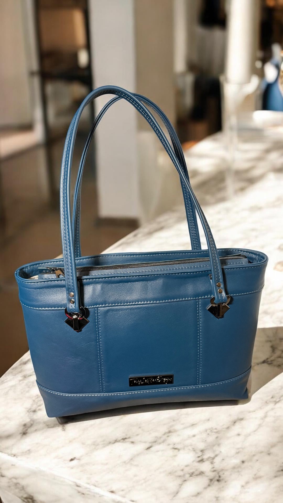 Slim Leather Work Tote