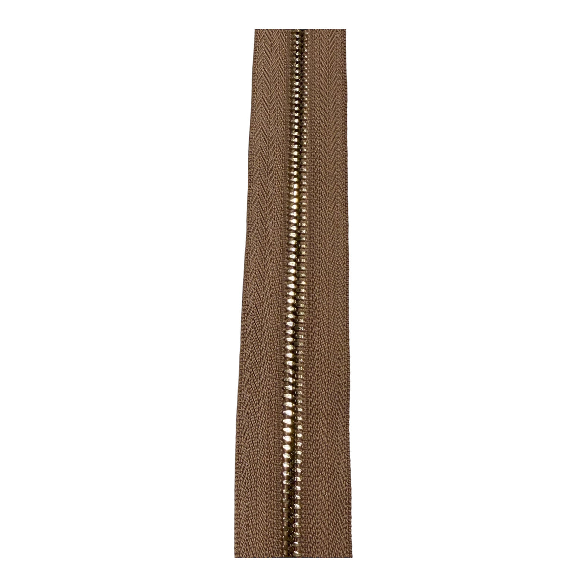 High-End #5 Metal Zipper Tape by the Yard, Beige & Light Gold