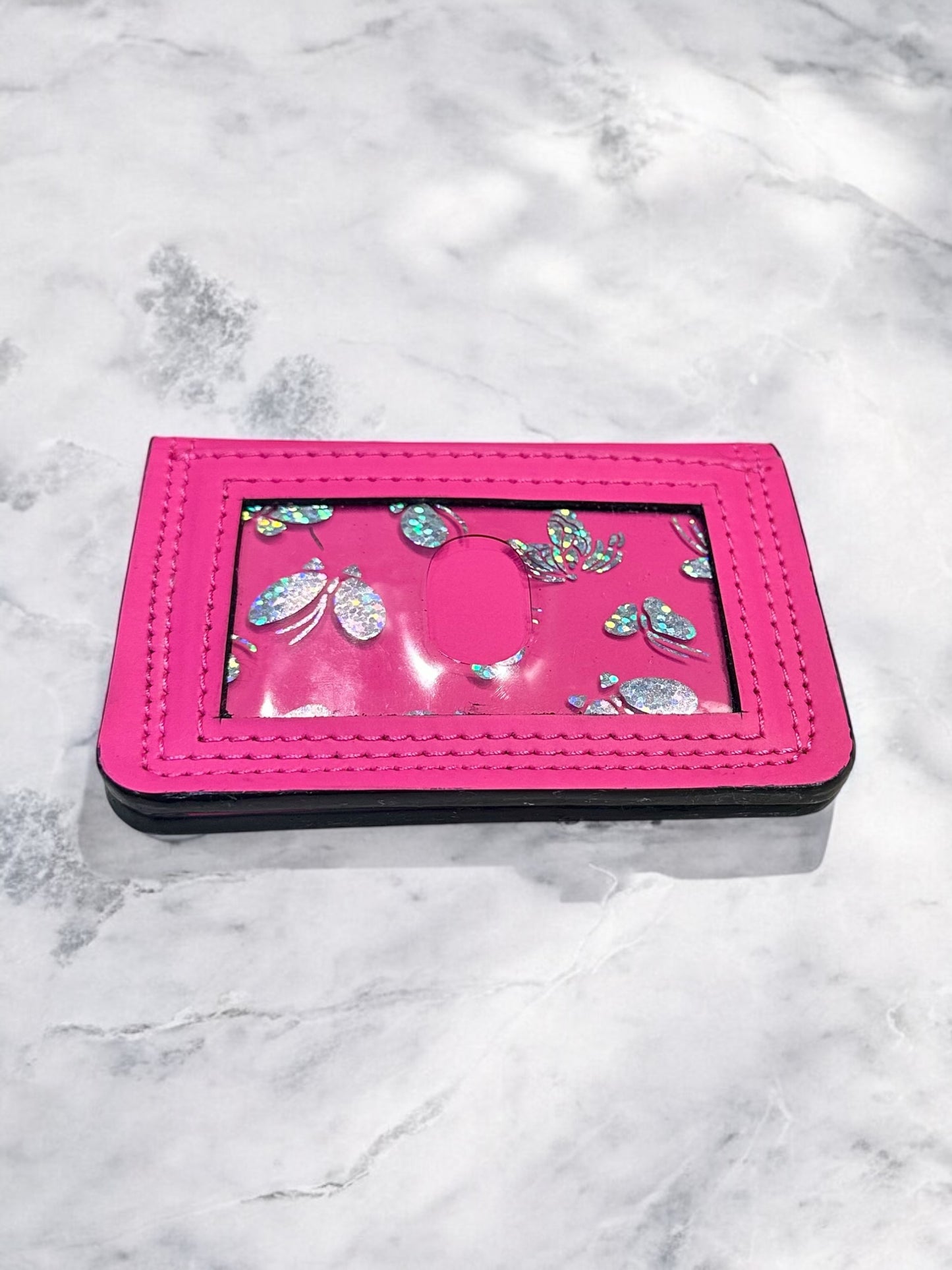 Leather Minimalist Bifold Wallet-Hot Pink