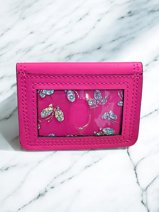 Leather Minimalist Bifold Wallet-Hot Pink