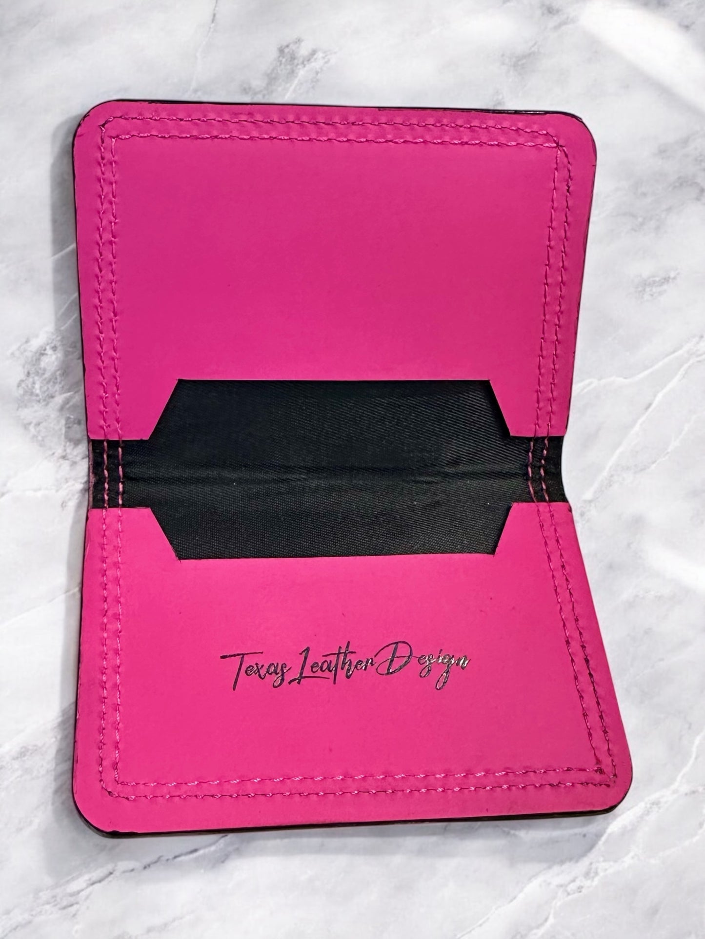 Leather Minimalist Bifold Wallet-Hot Pink