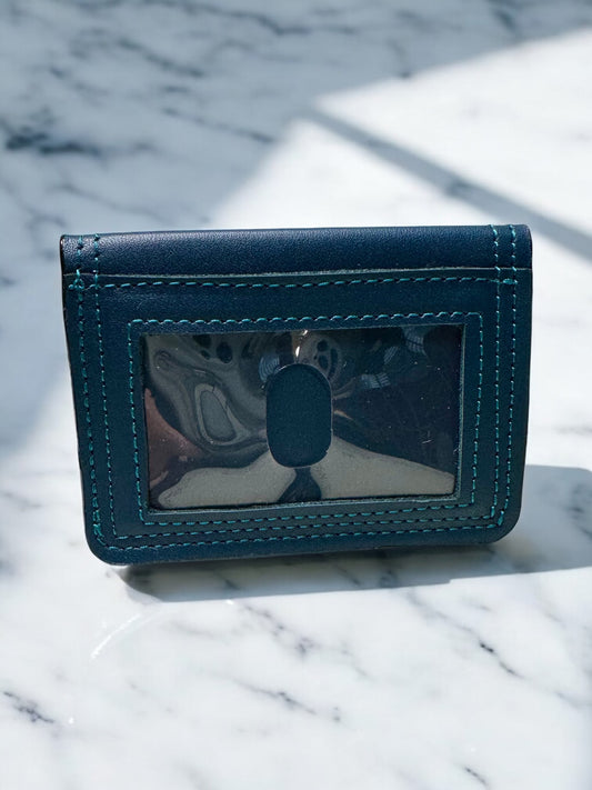 Leather Minimalist Bifold Wallet-Peacock
